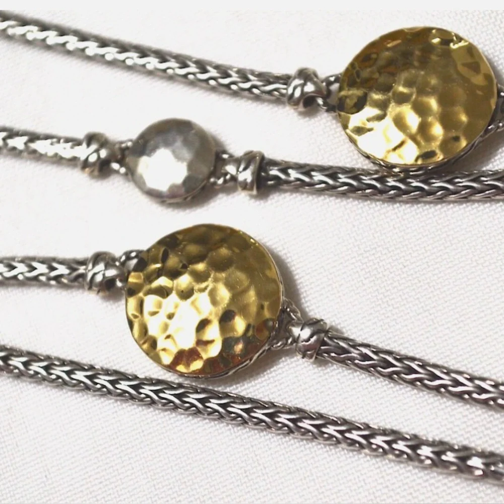 JOHN HARDY DOT HAMMERED SILVER/18K GOLD SAUTOIRVNECKLACE - Picture 7 of 9